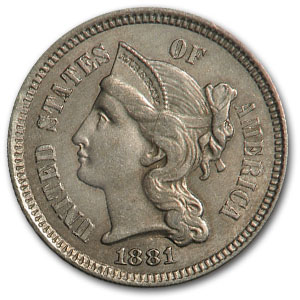 Buy 1881 3 Cent Nickel AU