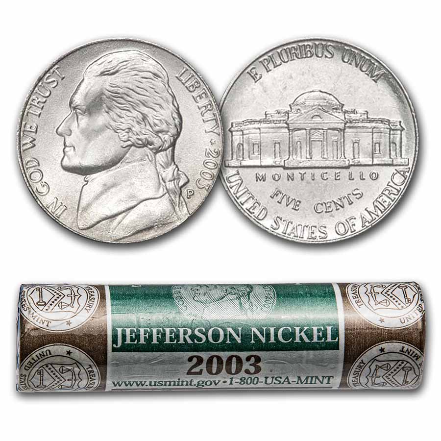 Buy 2003-P Jefferson Nickel 40-Coin Roll BU (Mint Wrapped)