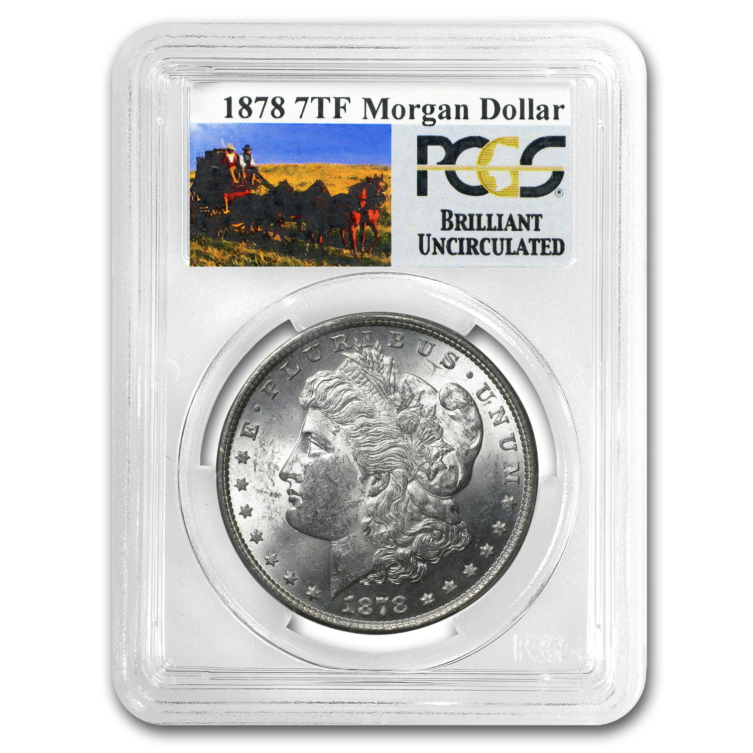 Buy 1878 Stage Coach Silver Dollar 7 TF Rev of 79 BU PCGS