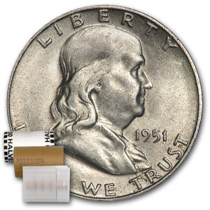 Buy 1951-S Franklin Half Dollar 20-Coin Roll AU
