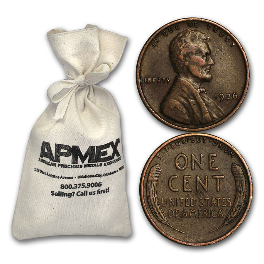 Buy 1930-1939 Wheat Cent 1,000 Count Bags Avg Circ