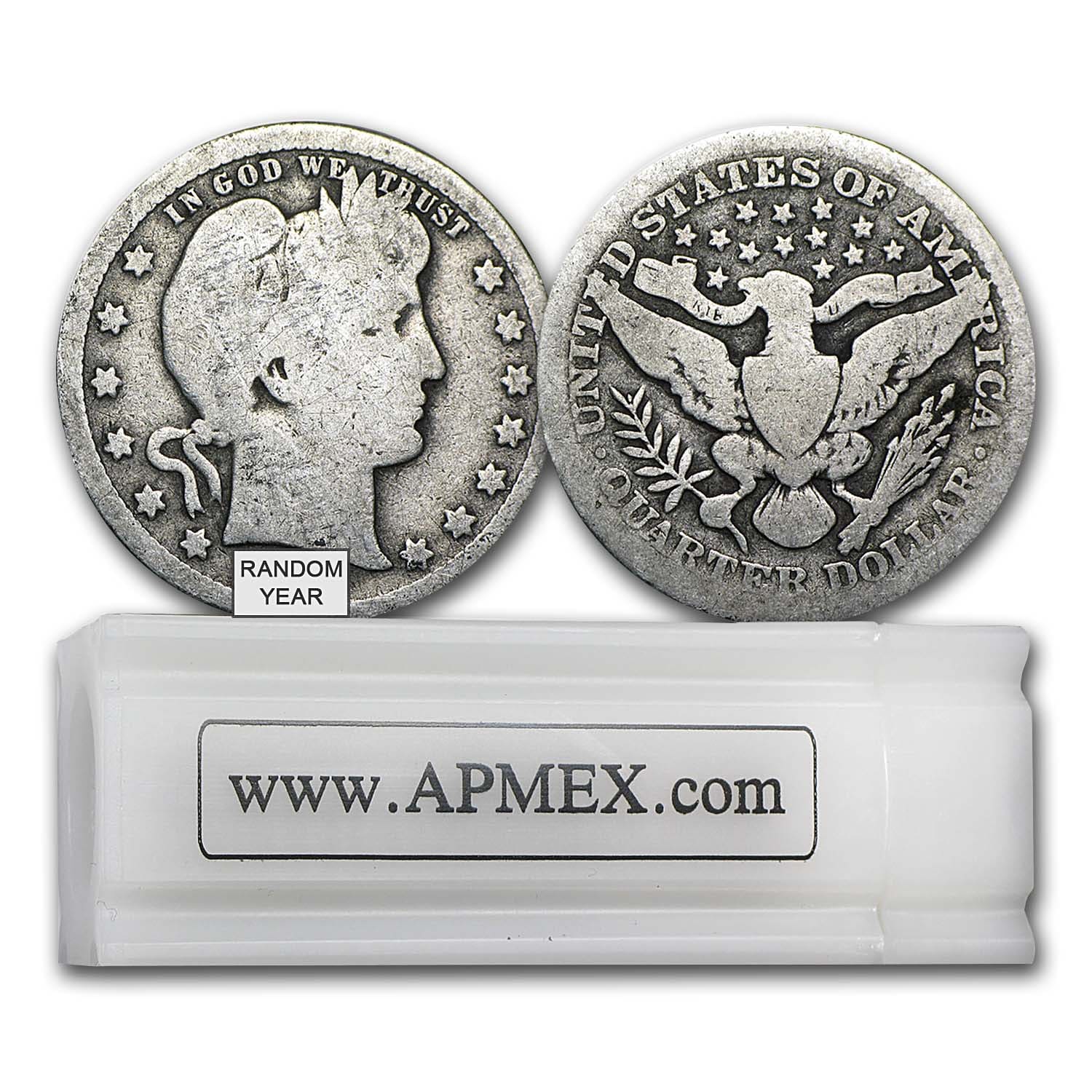 Buy 90% Silver Barber Quarters 40-Coin Roll Good/Better