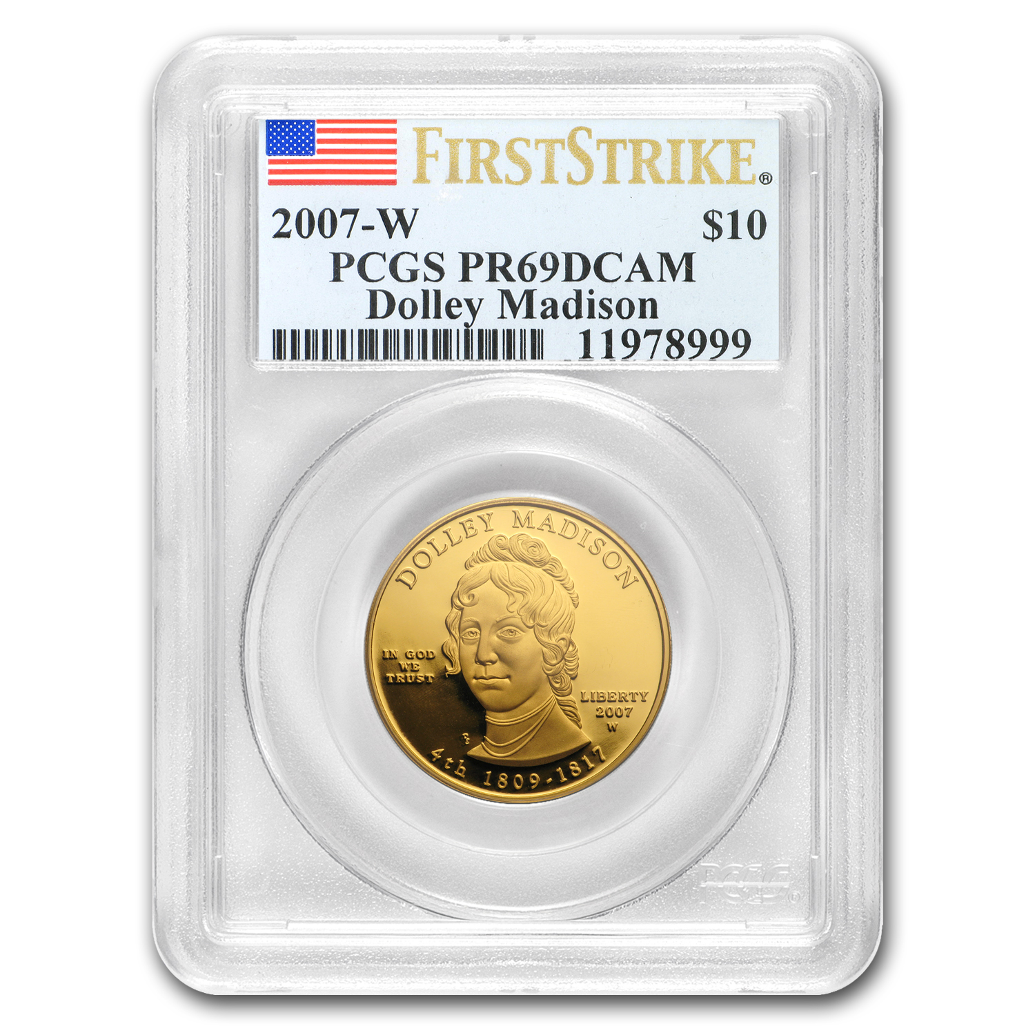 Buy 2007-W 1/2 oz Proof Gold Dolley Madison PR-69 PCGS (FS)