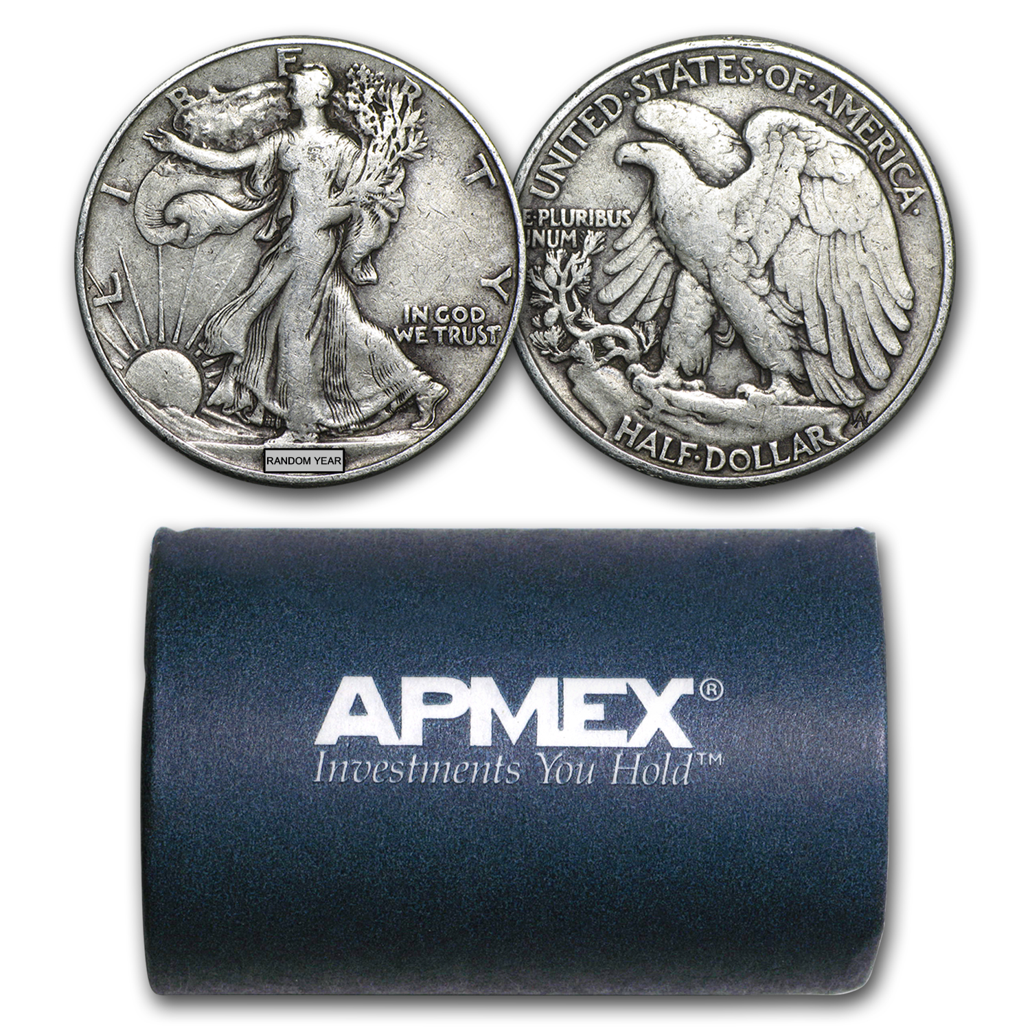 Buy 90% Silver Walking Liberty Halves $10 20-Coin Roll Avg Circ