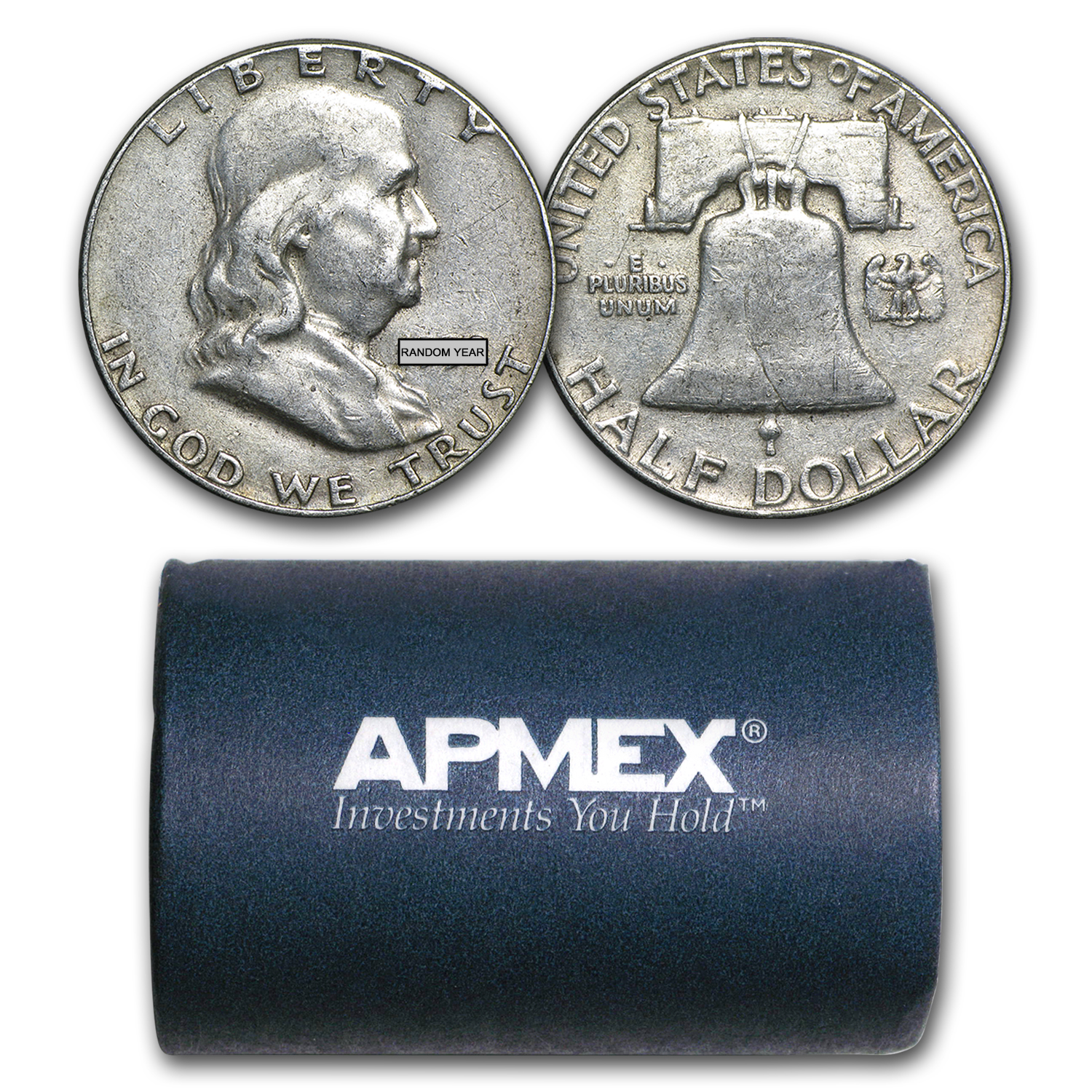 Buy 90% Silver Franklin Halves $10 20-Coin Roll Avg Circ