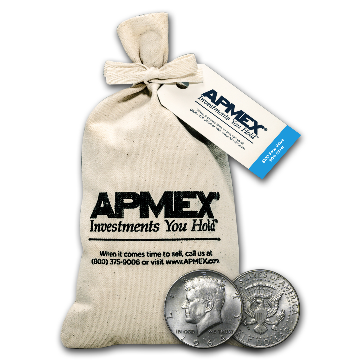 Buy 90% Silver Kennedy Half-Dollars $100 Face Value Bag (1964)