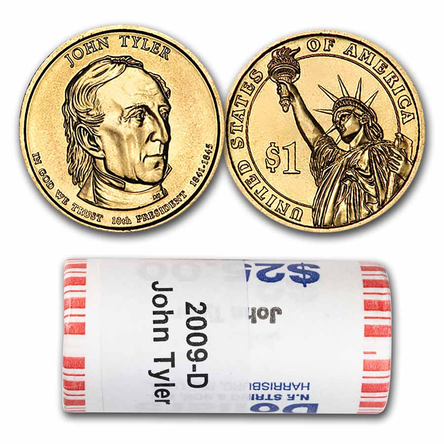 Buy 2009-D John Tyler 25-Coin Presidential Dollar Roll