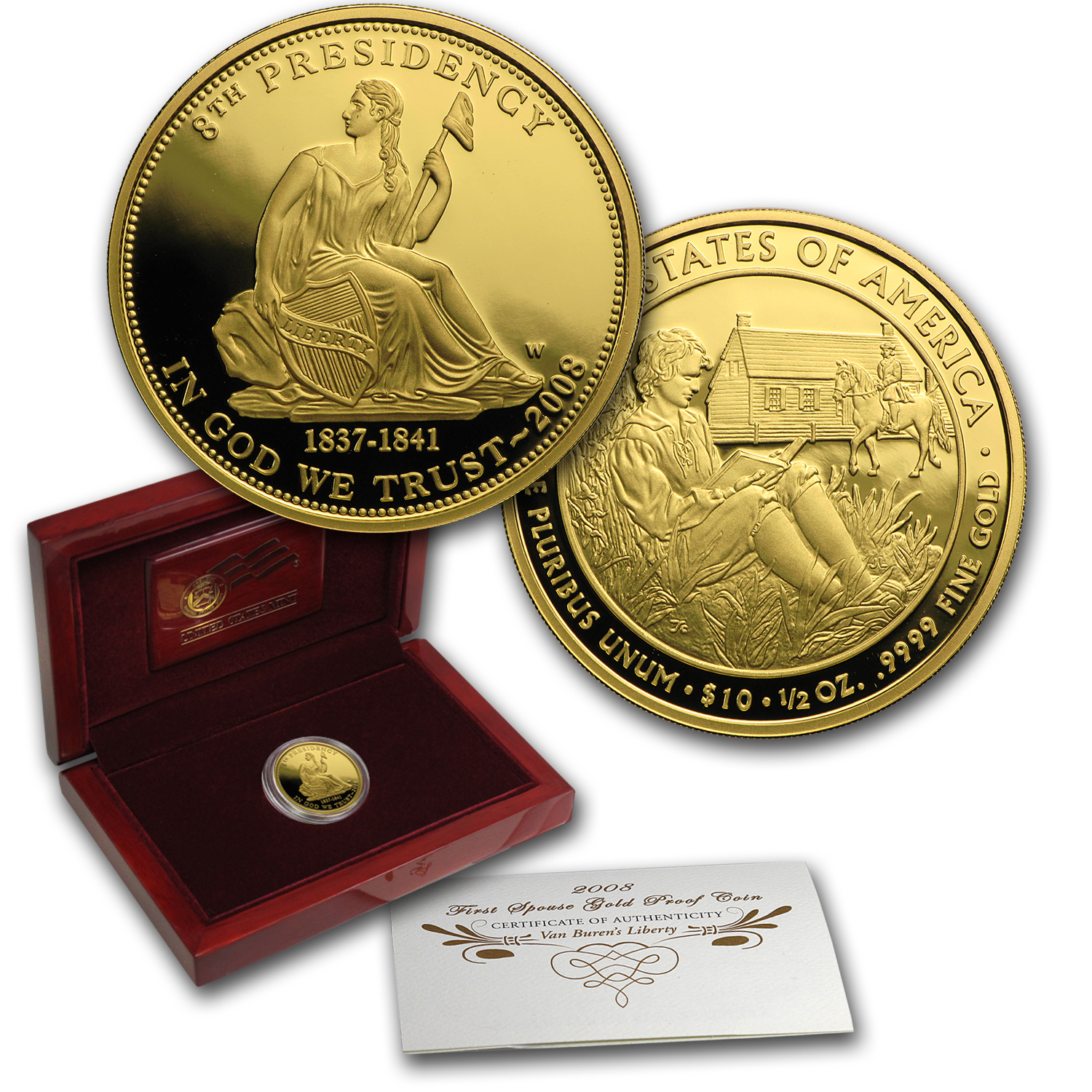 Buy 2008-W 1/2 oz Proof Gold Van Buren's Liberty (w/Box & COA)