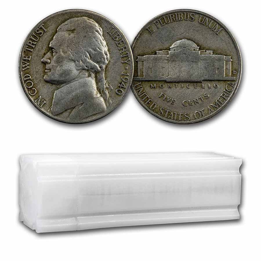 Buy 1940-D Jefferson Nickel 40-Coin Roll Avg Circ