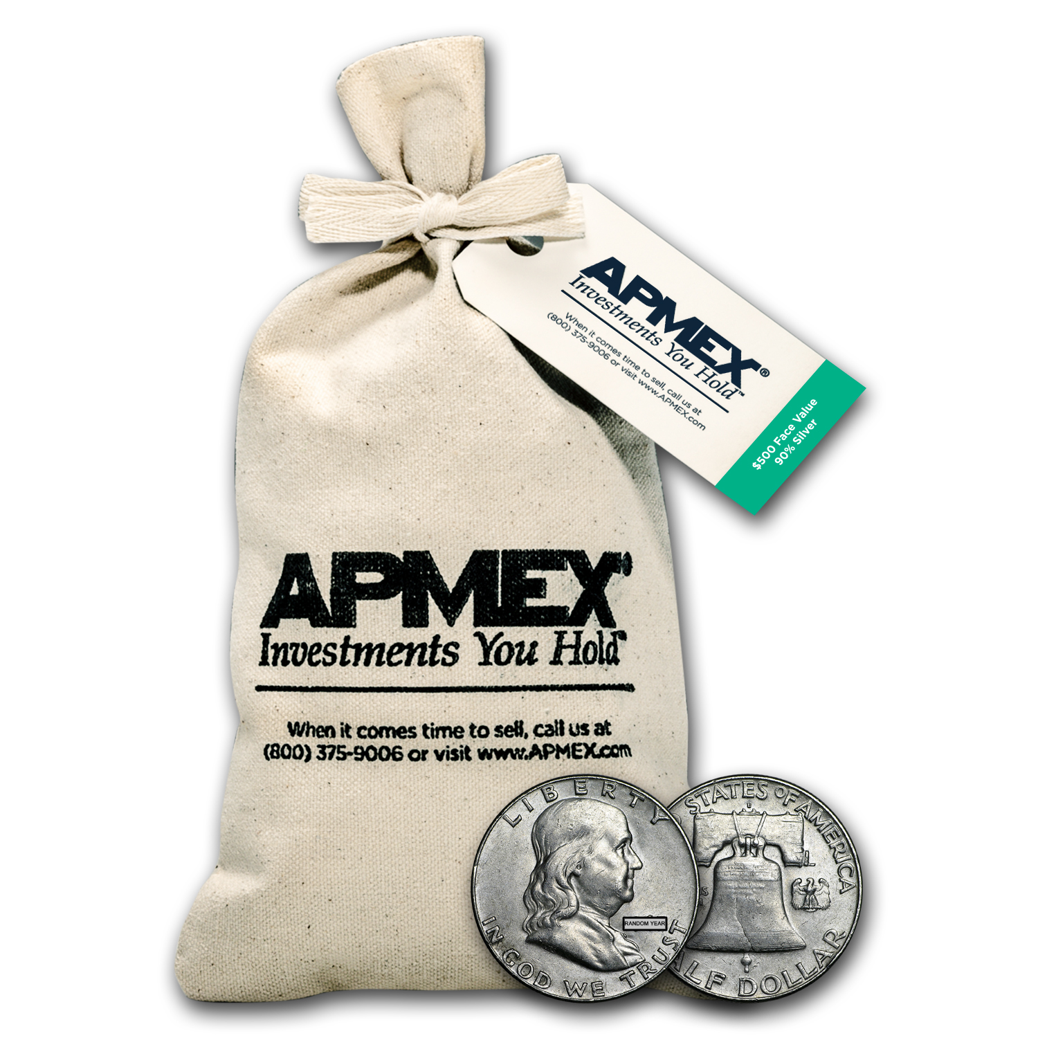 Buy 90% Silver Franklin Half-Dollars $500 Face Value Bag Avg Circ