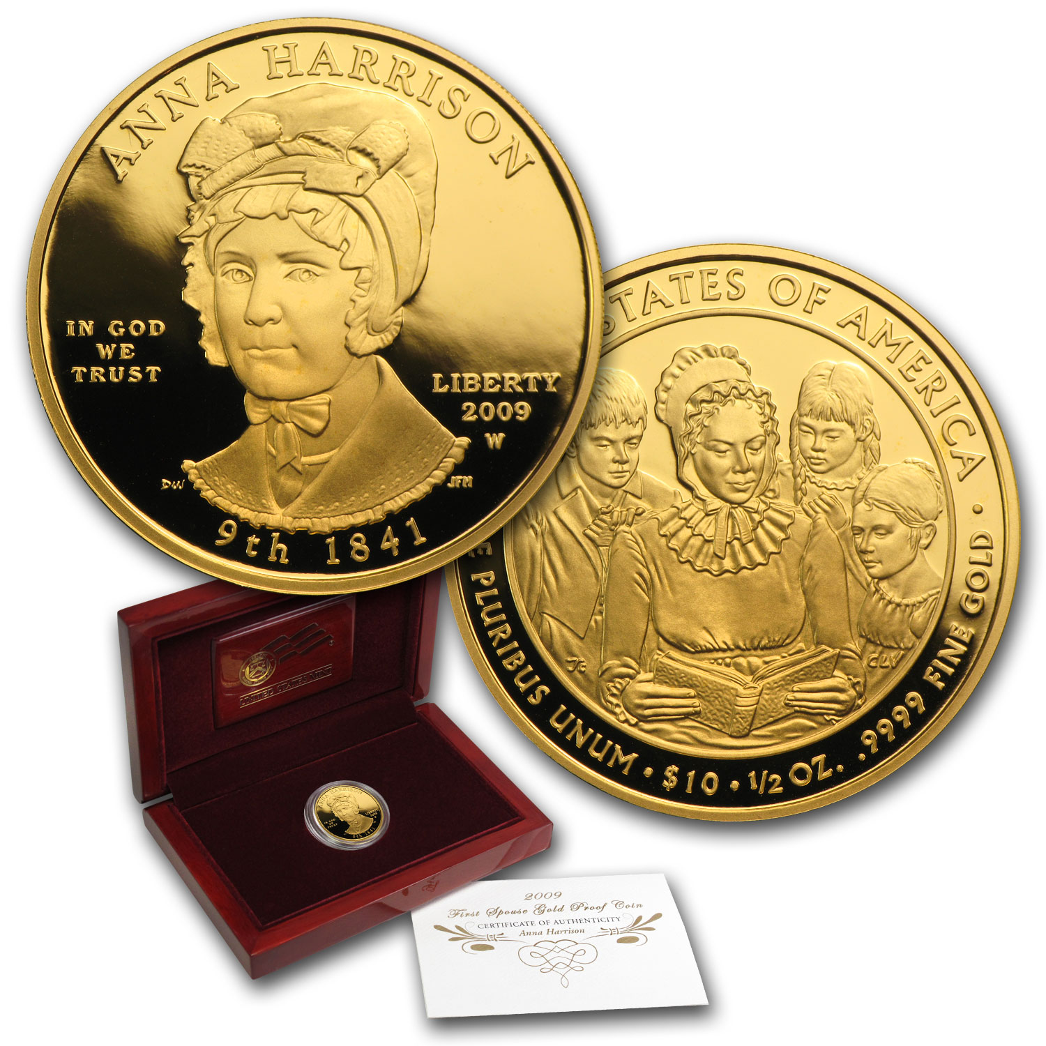 Buy 2009-W 1/2 oz Proof Gold Anna Harrison (w/Box & COA)