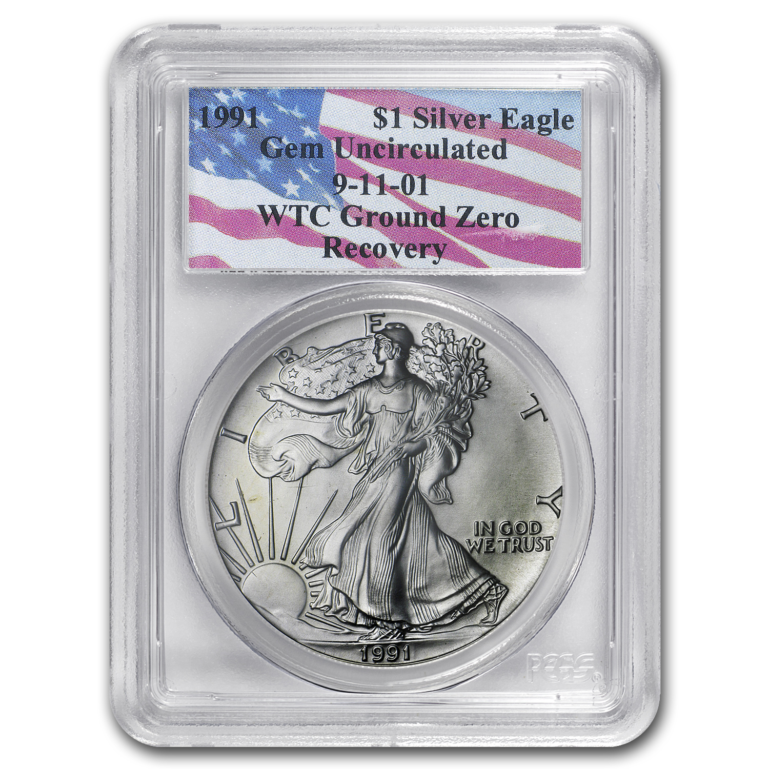 Buy 1991 American Silver Eagle Gem Unc PCGS (World Trade Center)