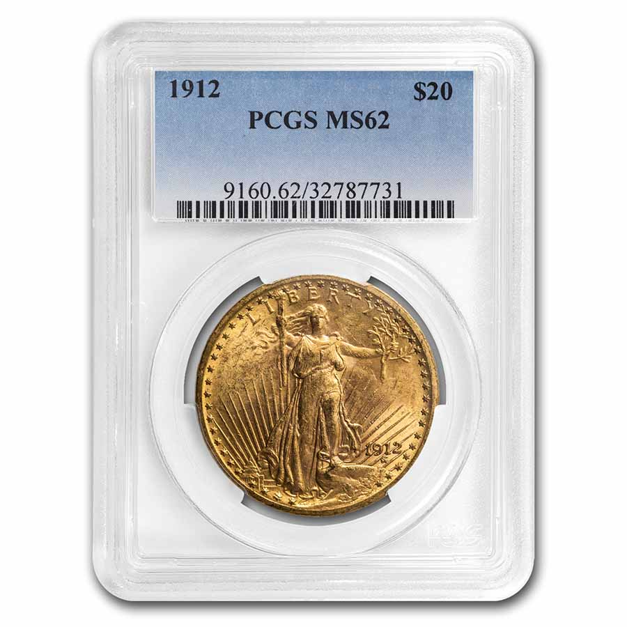 Buy 1912 $20 Saint-Gaudens Gold Double Eagle MS-62 PCGS