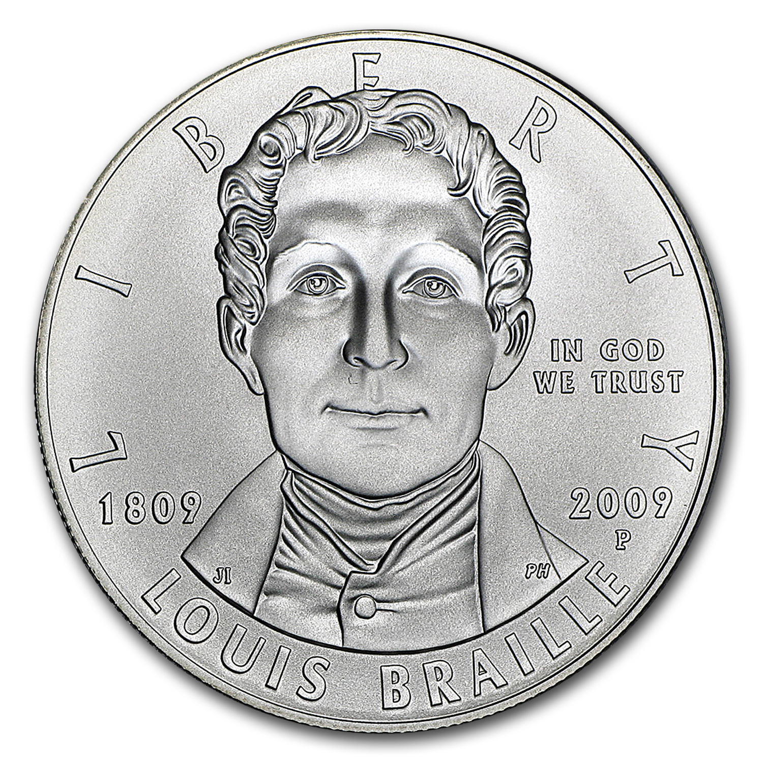 Buy 2009-P Louis Braille $1 Silver Commem BU (w/Box & COA)