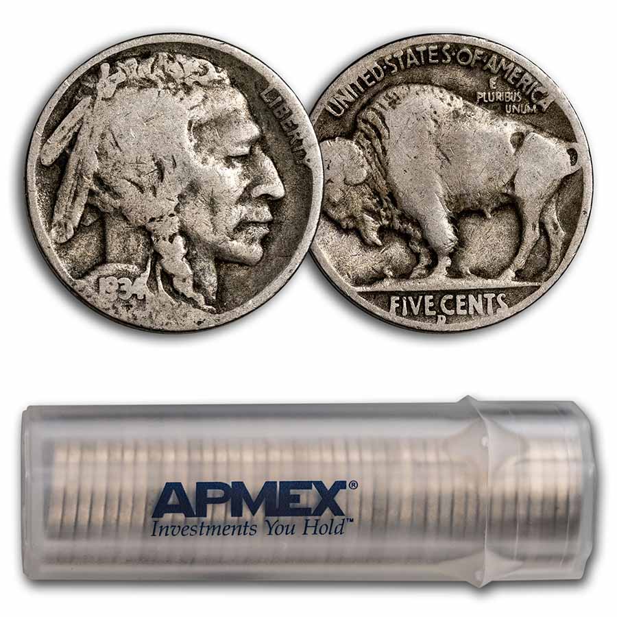 Buy 1934-D Buffalo Nickel 40-Coin Roll Avg Circ