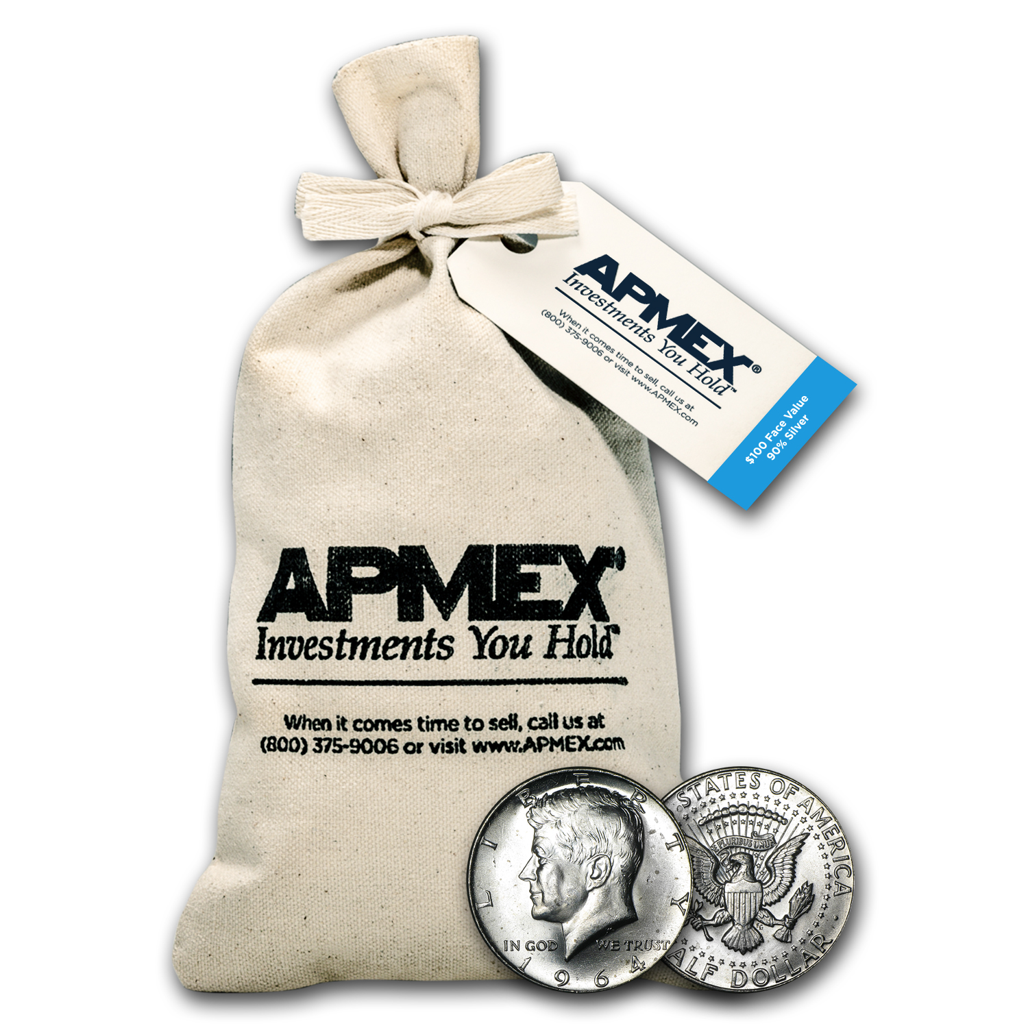 Buy 90% Silver Kennedy Half-Dollars $100 Face Value Bag BU (1964)
