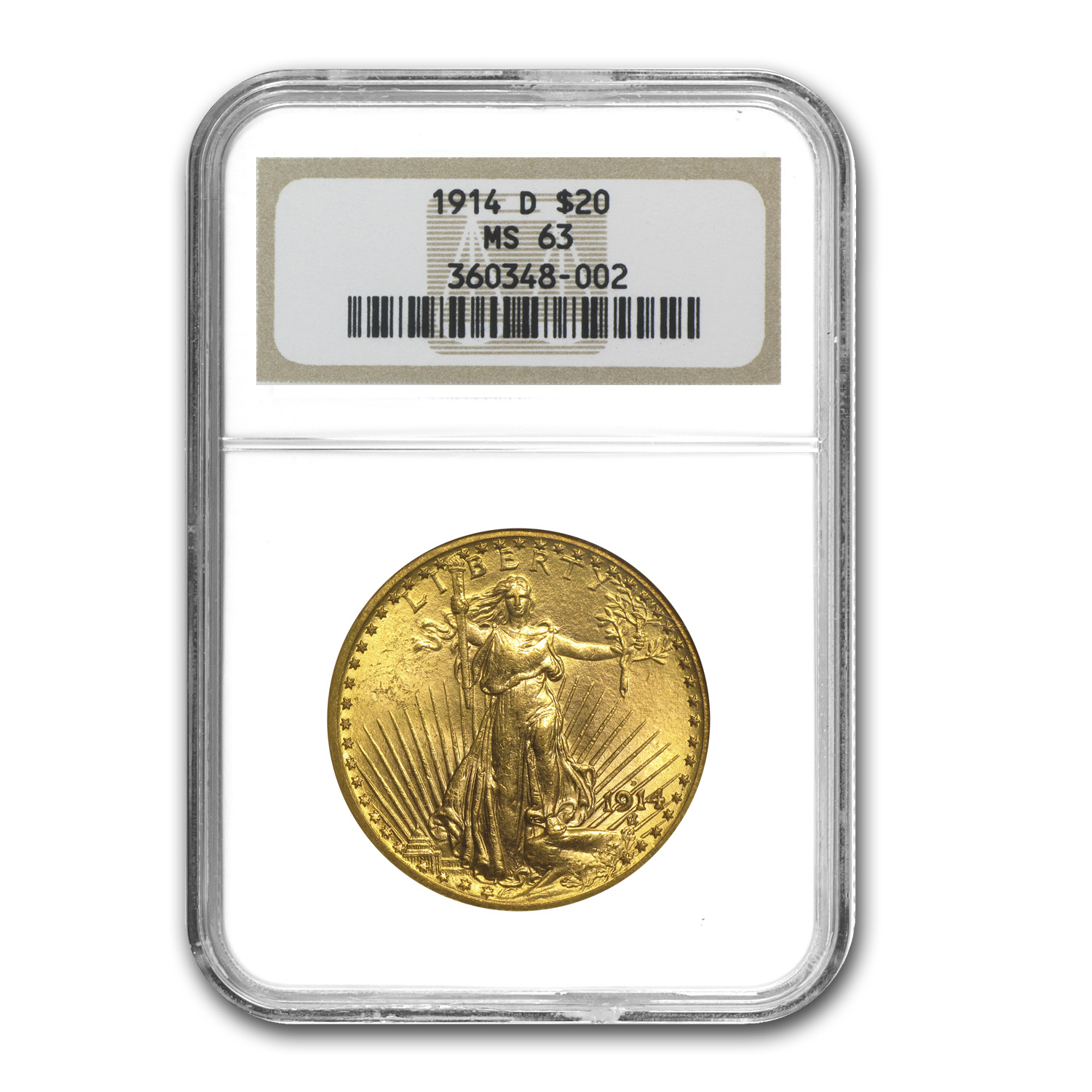 Buy 1914-D $20 Saint-Gaudens Gold Double Eagle MS-63 NGC
