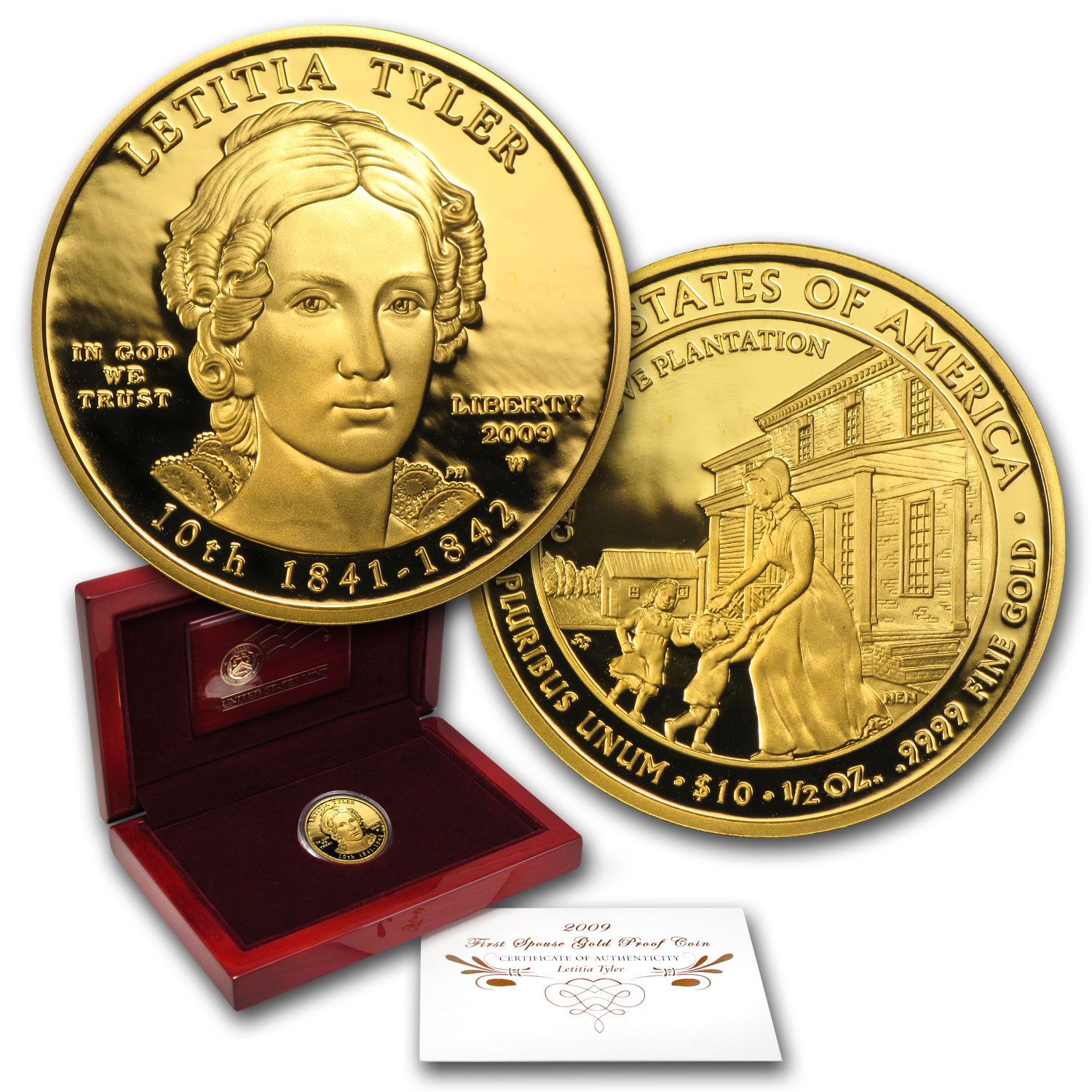 Buy 2009-W 1/2 oz Proof Gold Letitia Tyler (w/Box & COA) - Click Image to Close