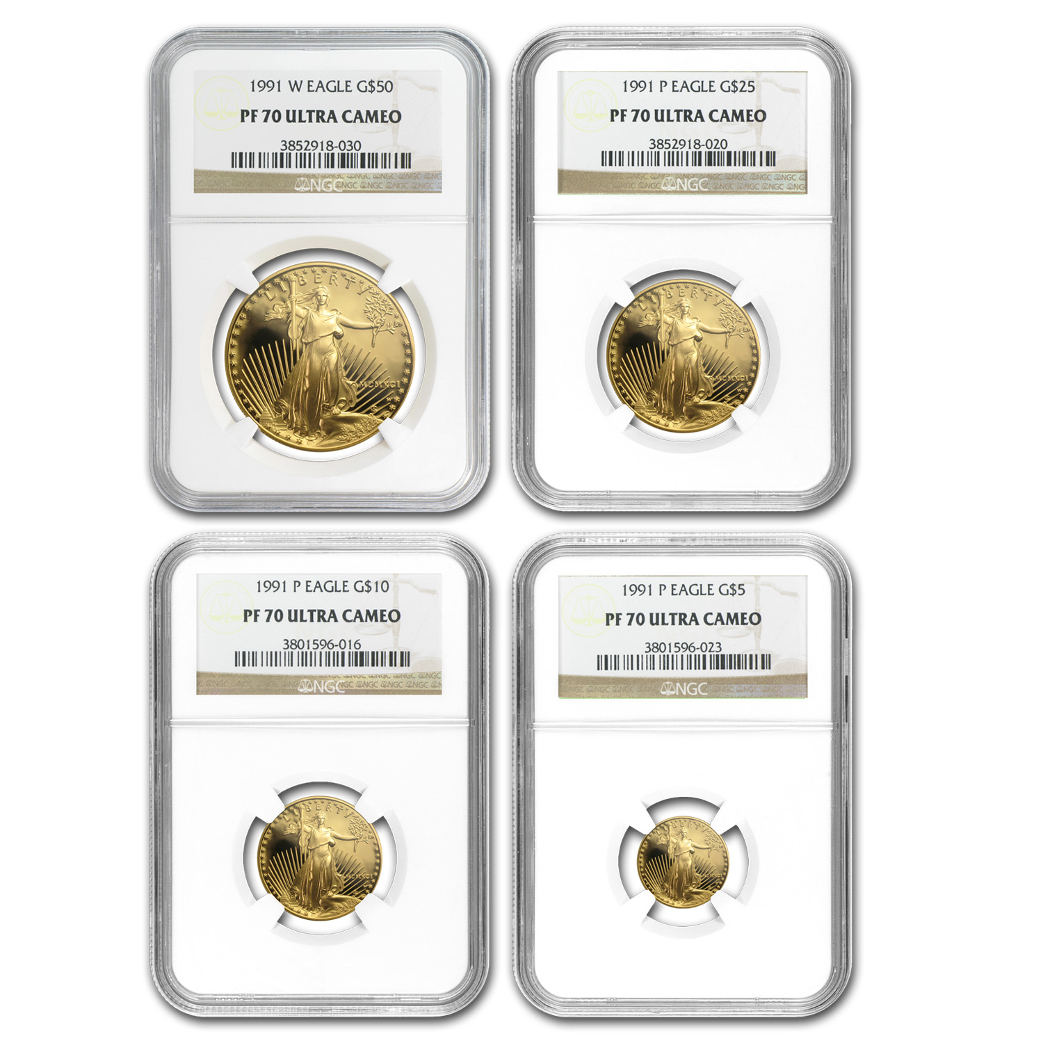Buy 1991 4-Coin Proof American Gold Eagle Set PF-70 NGC
