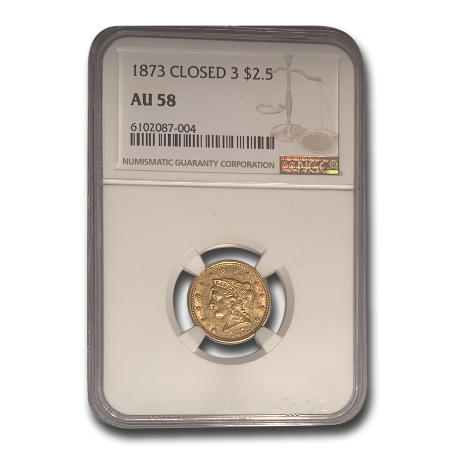 Buy 1873 $2.50 Liberty Gold Quarter Eagle Closed 3 AU-58 NGC - Click Image to Close