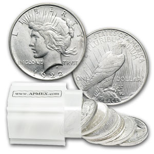 Buy 1922-D Peace Silver Dollars BU (20-Coin Roll)