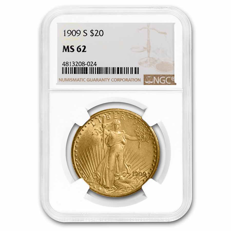 Buy 1909-S $20 Saint-Gaudens Gold Double Eagle MS-62 NGC