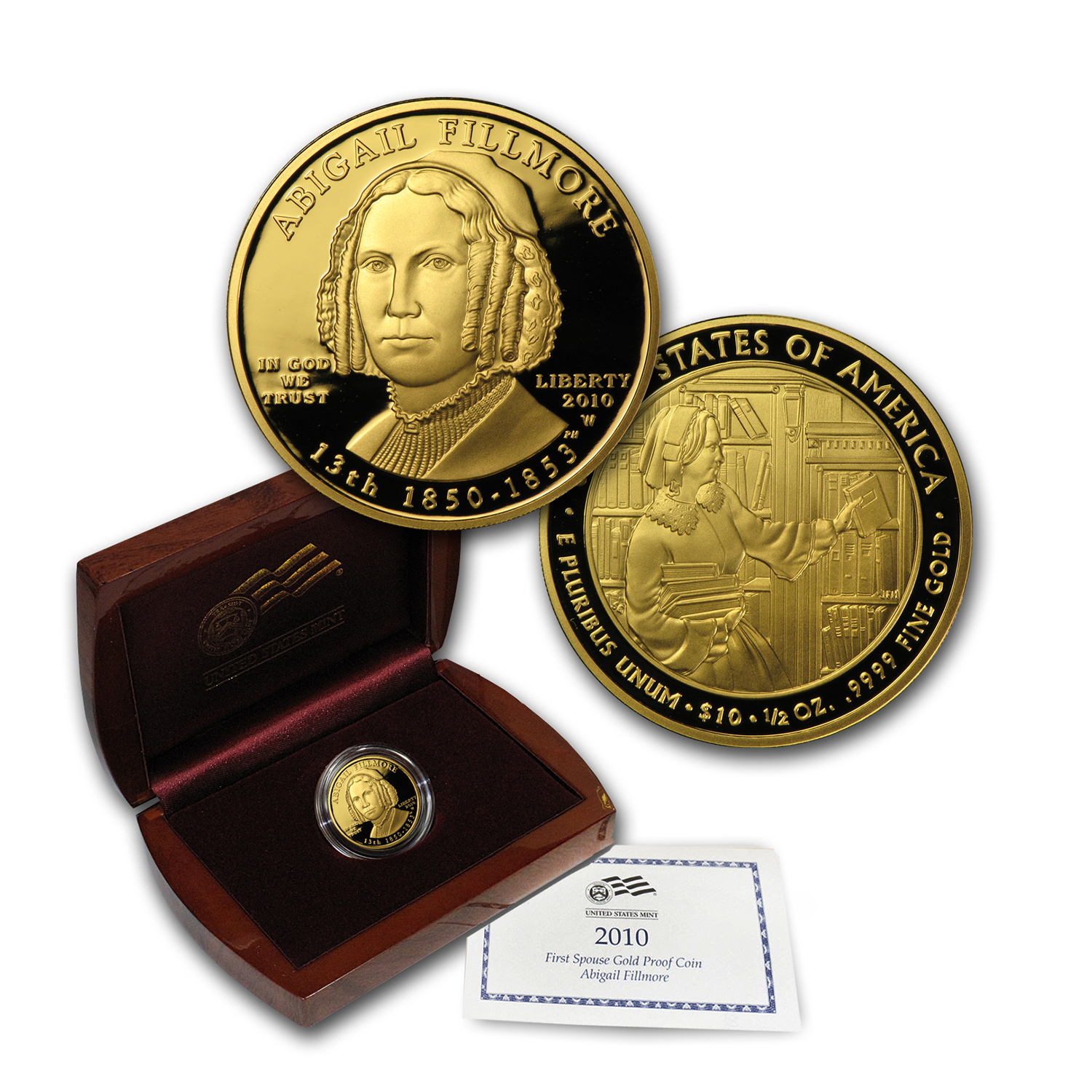 Buy 2010-W 1/2 oz Proof Gold Abigail Fillmore (w/Box & COA)