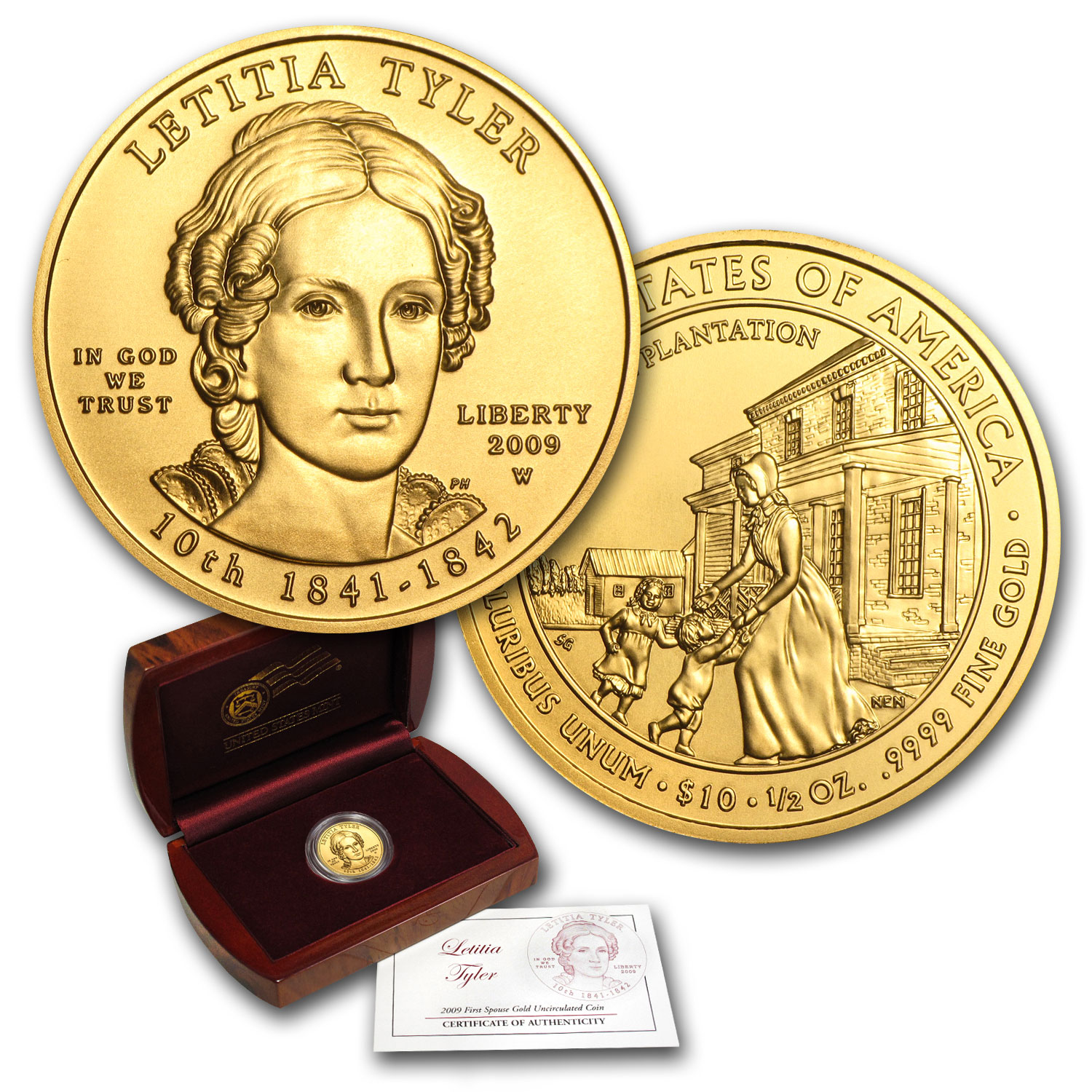 Buy 2009-W 1/2 oz Gold Letitia Tyler BU (w/Box & COA) - Click Image to Close