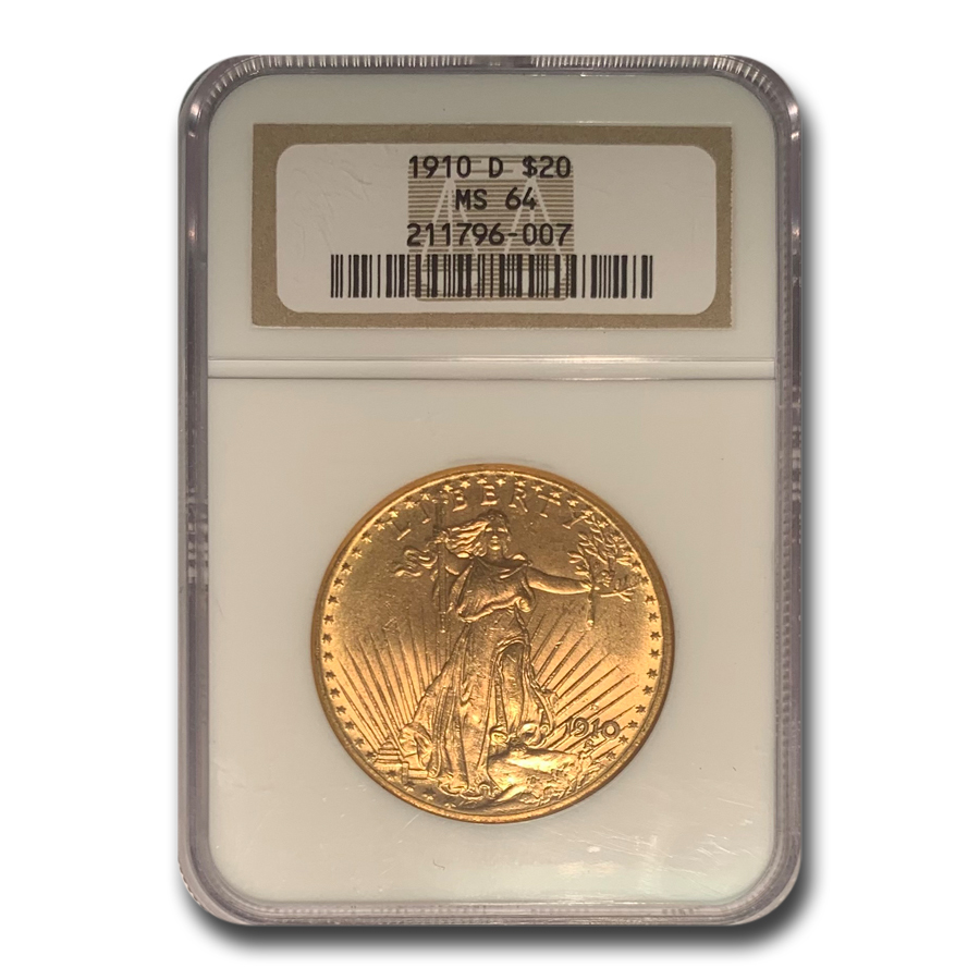 Buy 1910-D $20 Saint-Gaudens Gold Double Eagle MS-64 NGC
