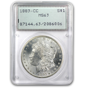 Buy 1883-CC Morgan Dollar MS-63 PCGS (Old Rattler Holder)