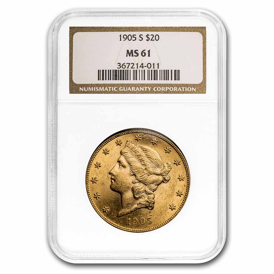 Buy 1905-S $20 Liberty Gold Double Eagle MS-61 NGC