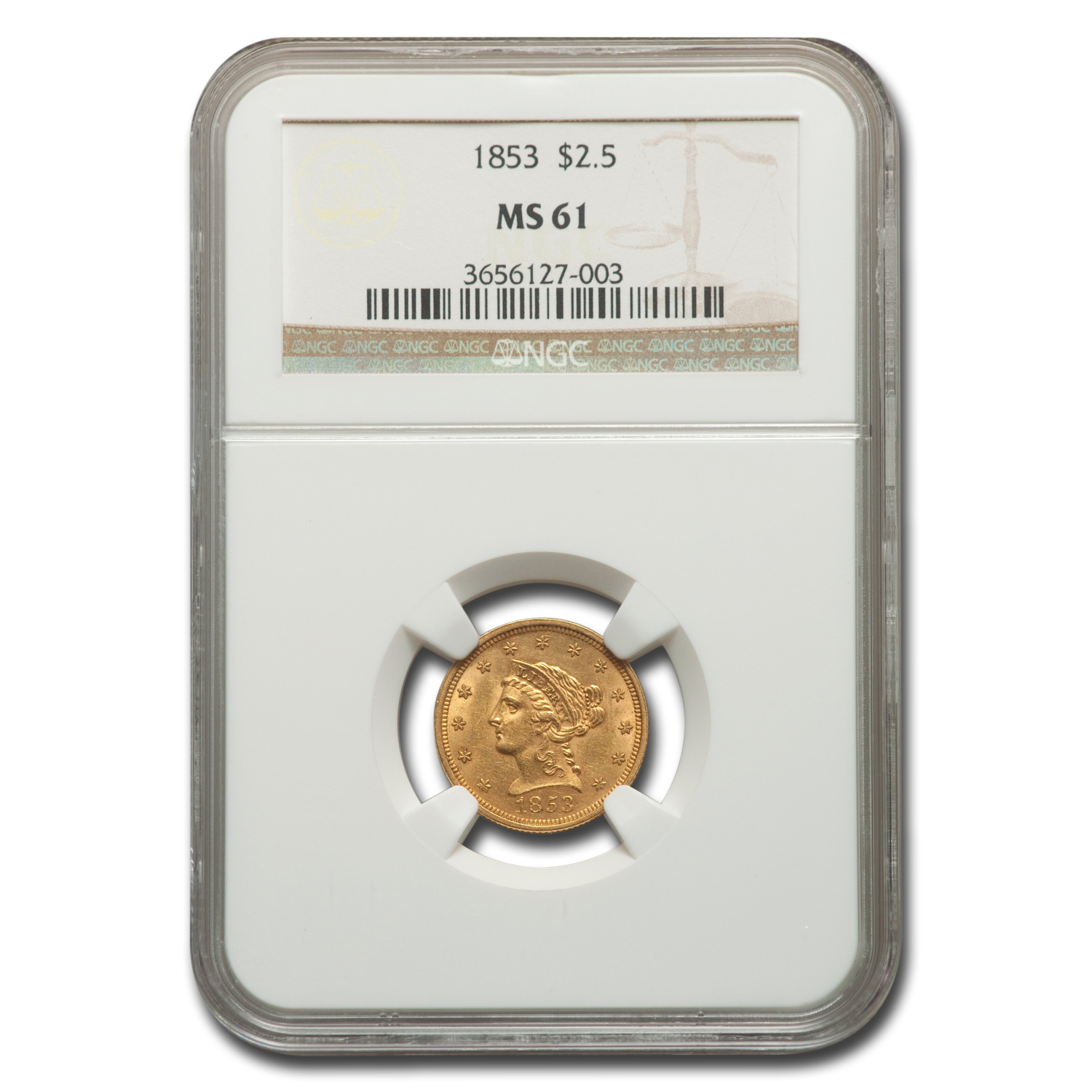 Buy 1853 $2.50 Liberty Gold Quarter Eagle MS-61 NGC
