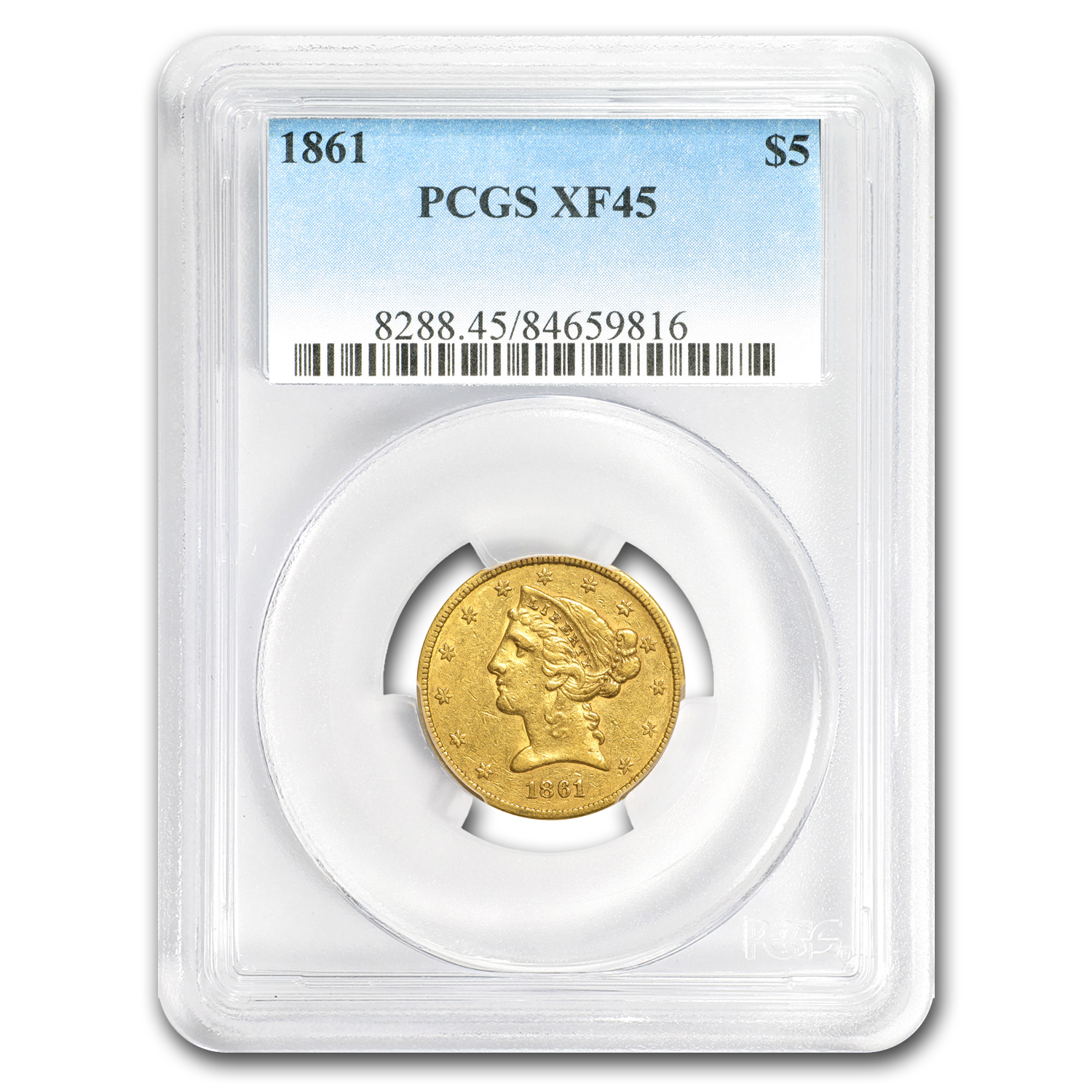 Buy 1861 $5 Liberty Gold Half Eagle XF-45 PCGS - Click Image to Close