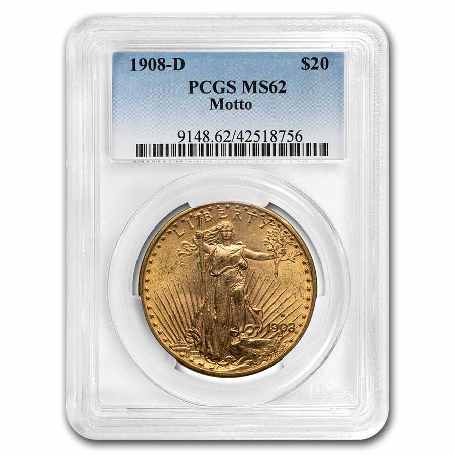 Buy 1908-D $20 Saint-Gaudens Gold w/Motto MS-62 PCGS