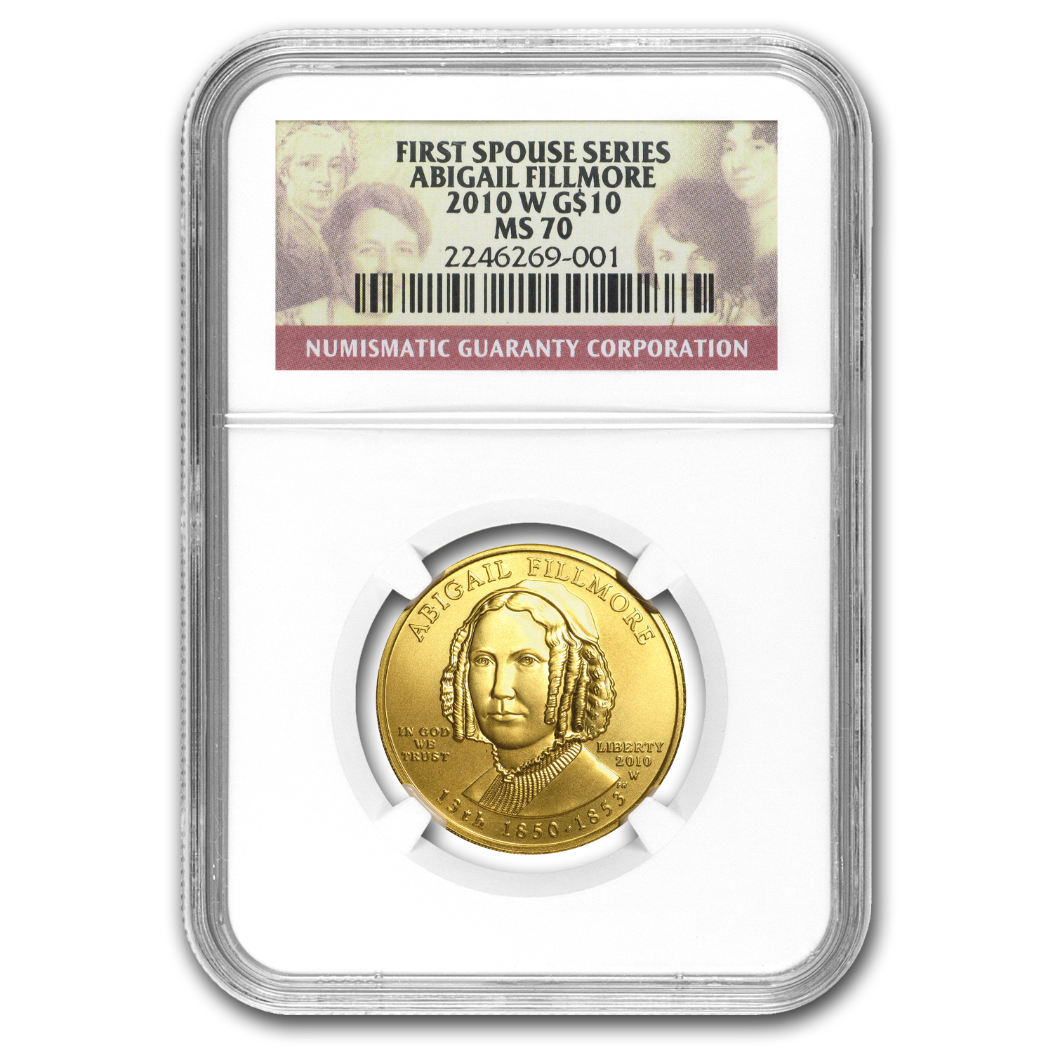 Buy 2010-W 1/2 oz Gold Abigail Fillmore MS-70 NGC