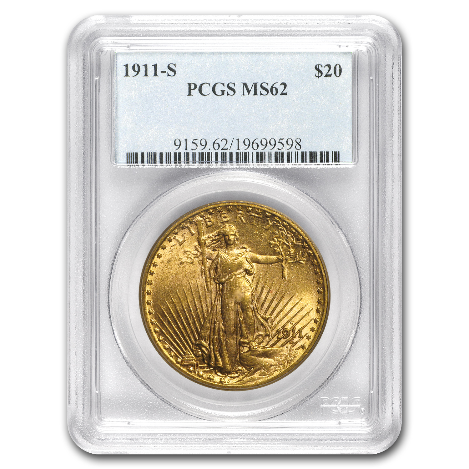 Buy 1911-S $20 Saint-Gaudens Gold Double Eagle MS-62 PCGS
