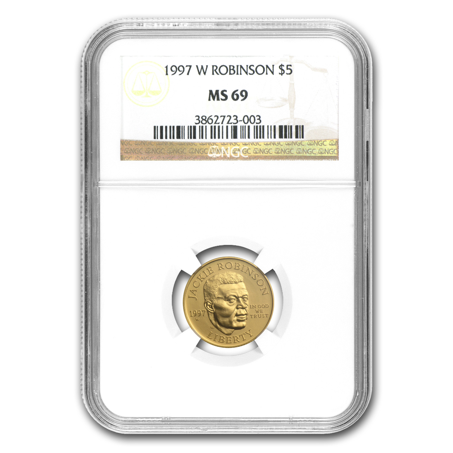 Buy 1997-W Gold $5 Commem Jackie Robinson MS-69 NGC