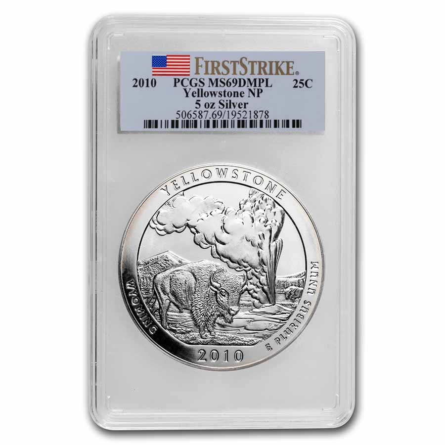 Buy 2010 5 oz Silver ATB Yellowstone MS-69 DMPL PCGS (FirstStrike?)