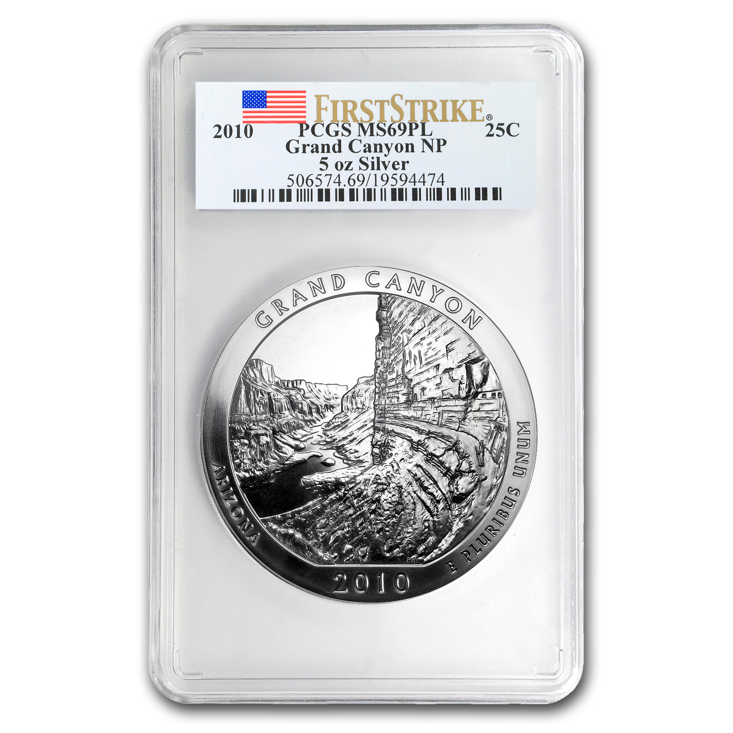 Buy 2010 5 oz Silver ATB Grand Canyon MS-69 PL PCGS (FirstStrike?)