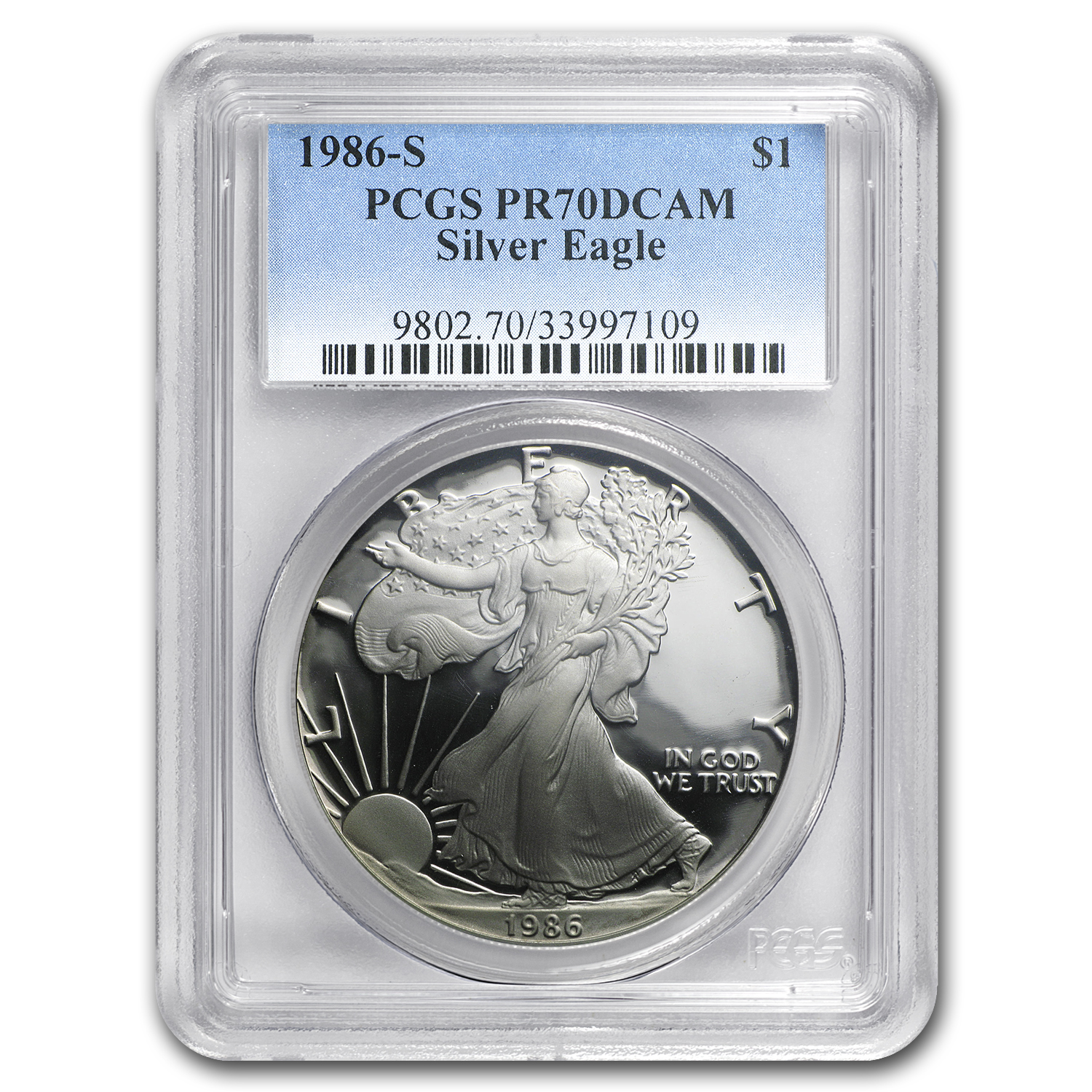 Buy 1986-S Proof American Silver Eagle PR-70 PCGS