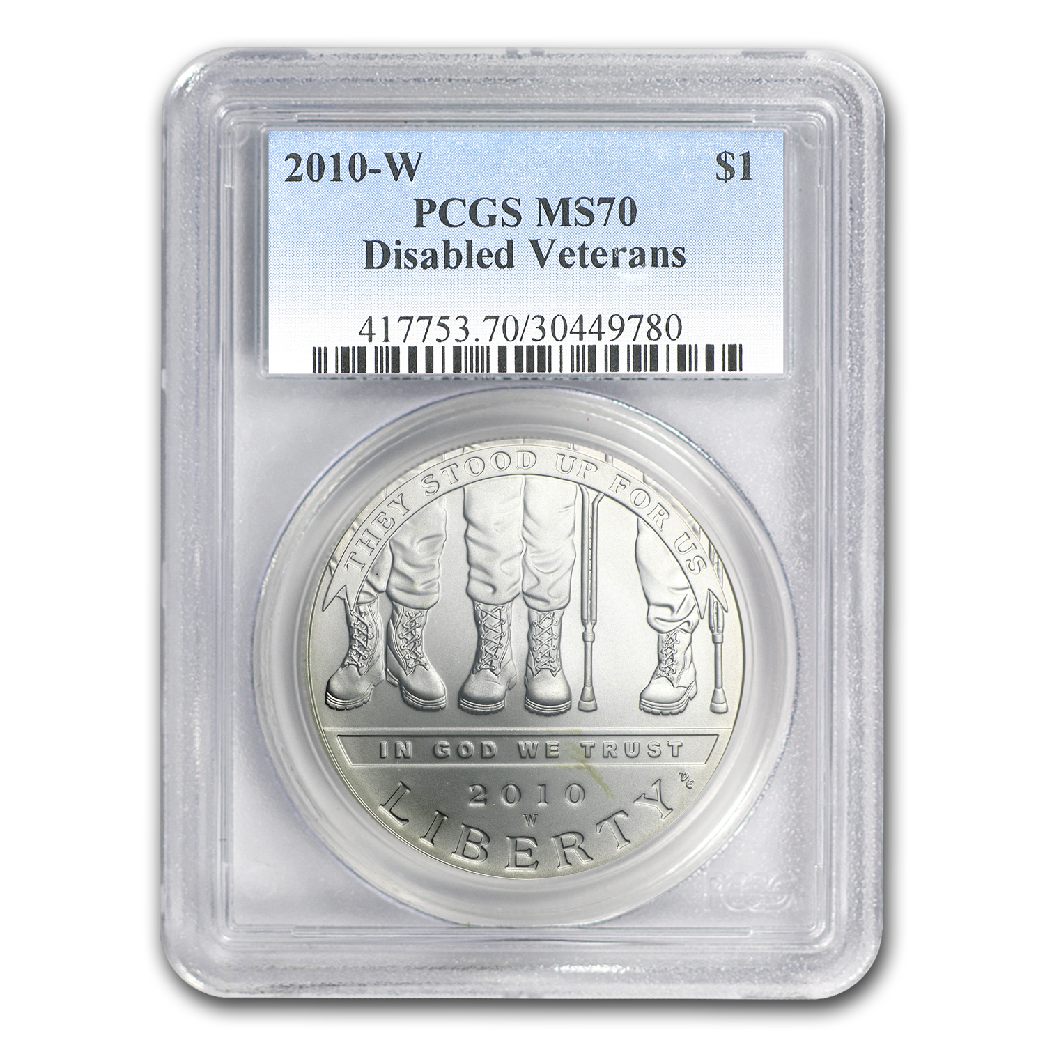 Buy 2010-W Disabled American Veterans $1 Silver Commem MS-70 PCGS