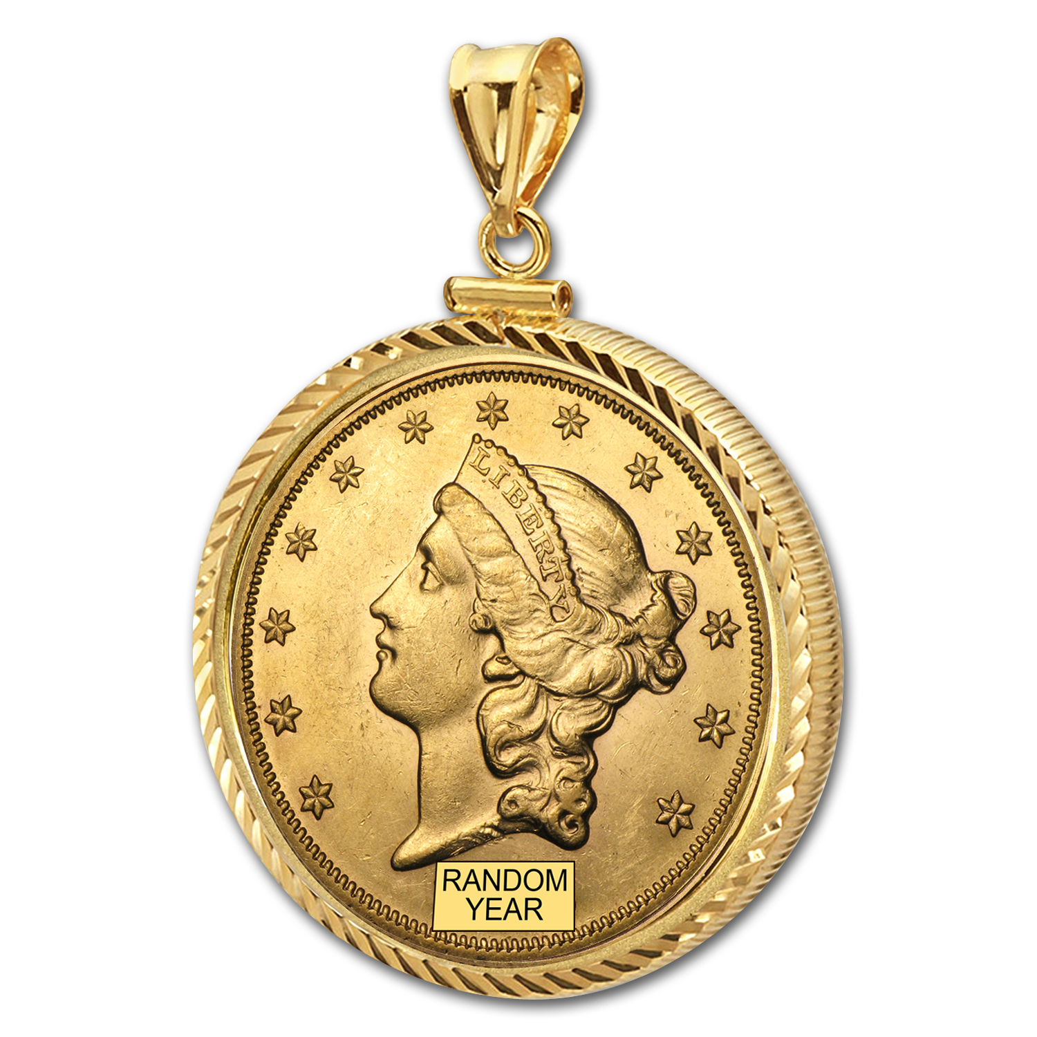 Buy $20 Liberty Gold Double Eagle Pendant (Diamond-ScrewTop Bezel) - Click Image to Close