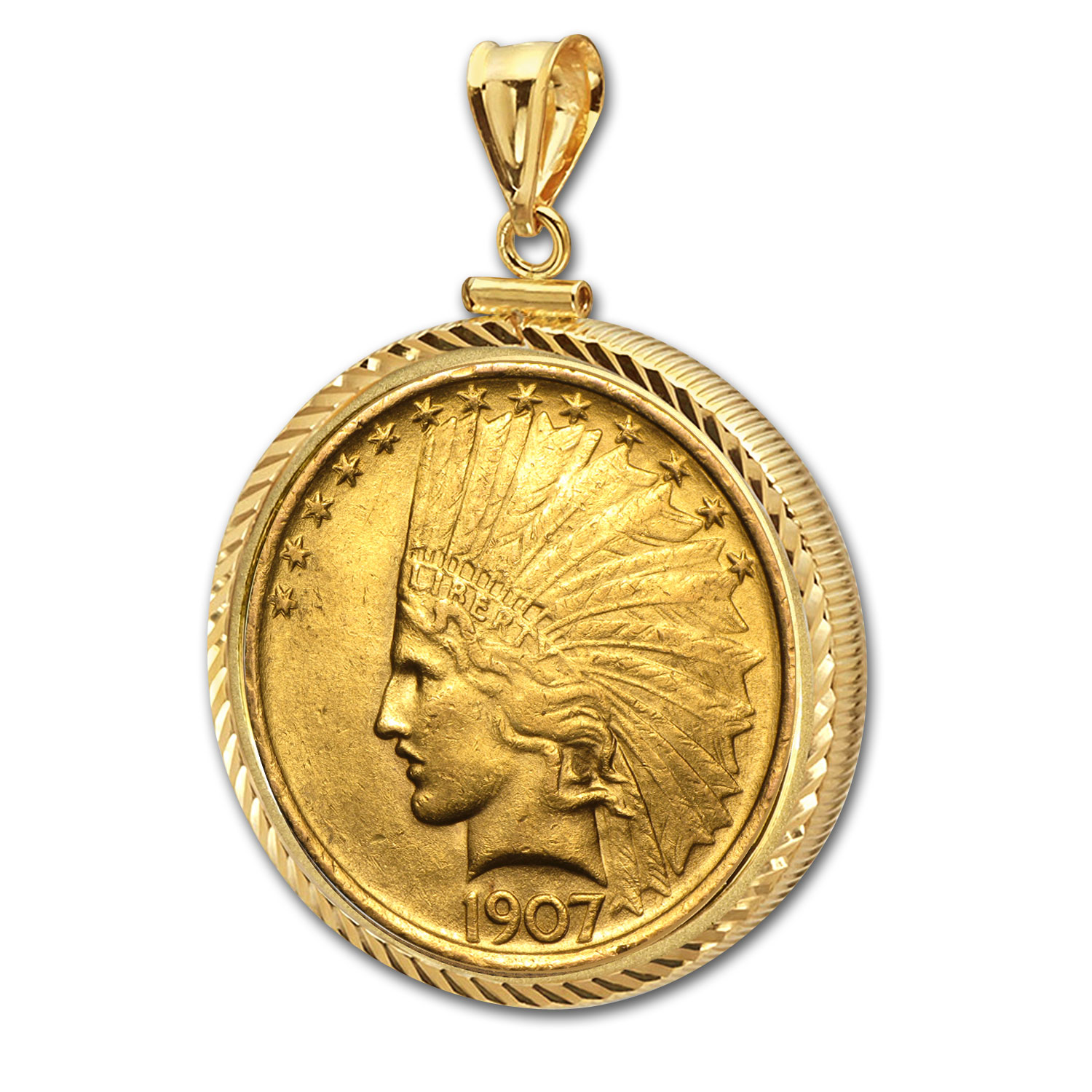 Buy $10 Indian Gold Eagle Pendant (Diamond-ScrewTop Bezel)