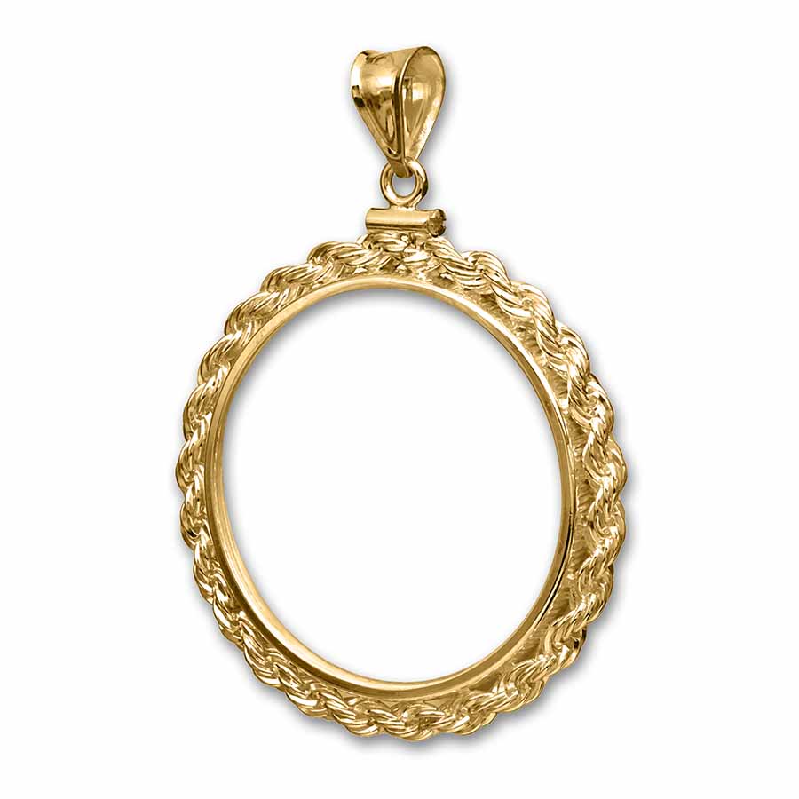 Buy 14K Yellow Gold Screw-Top Rope Polished Coin Bezel - 27 mm