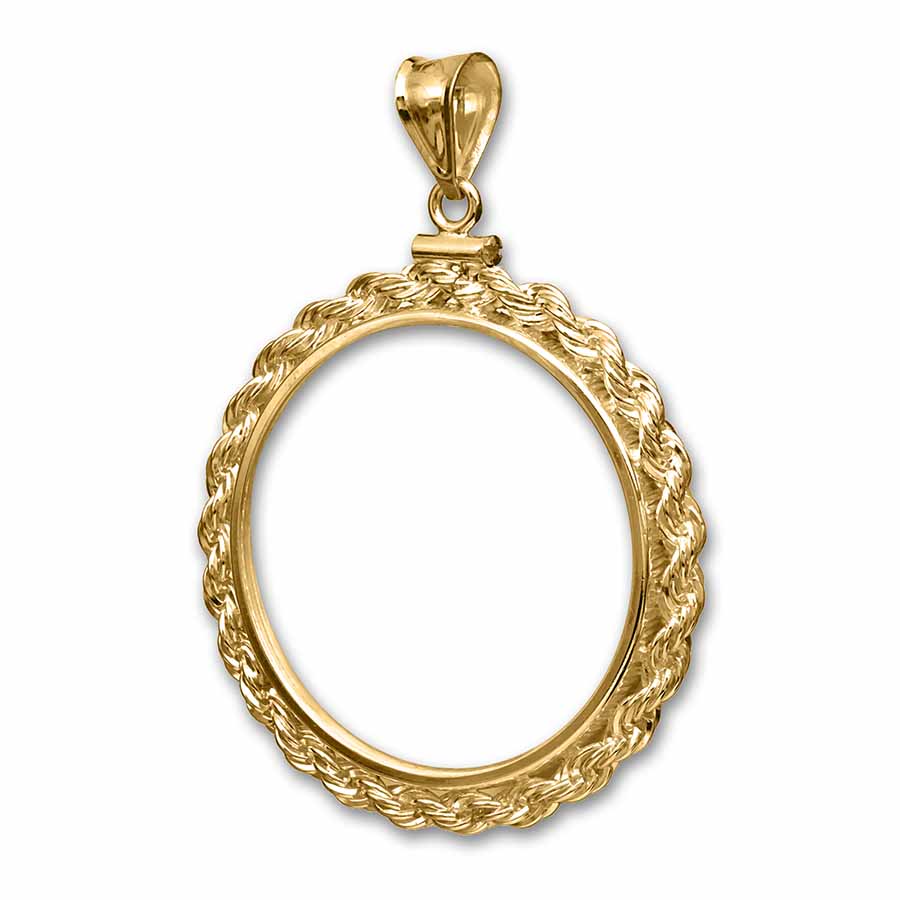 Buy 14K Yellow Gold Screw-Top Rope Polished Coin Bezel - 27 mm