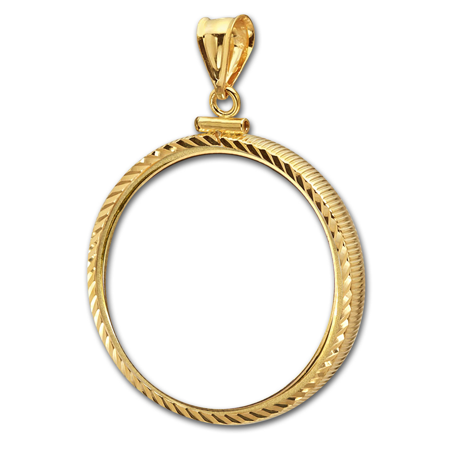 Buy 14K Gold Screw-Top Diamond-Cut Coin Bezel - 32.7 mm - Click Image to Close