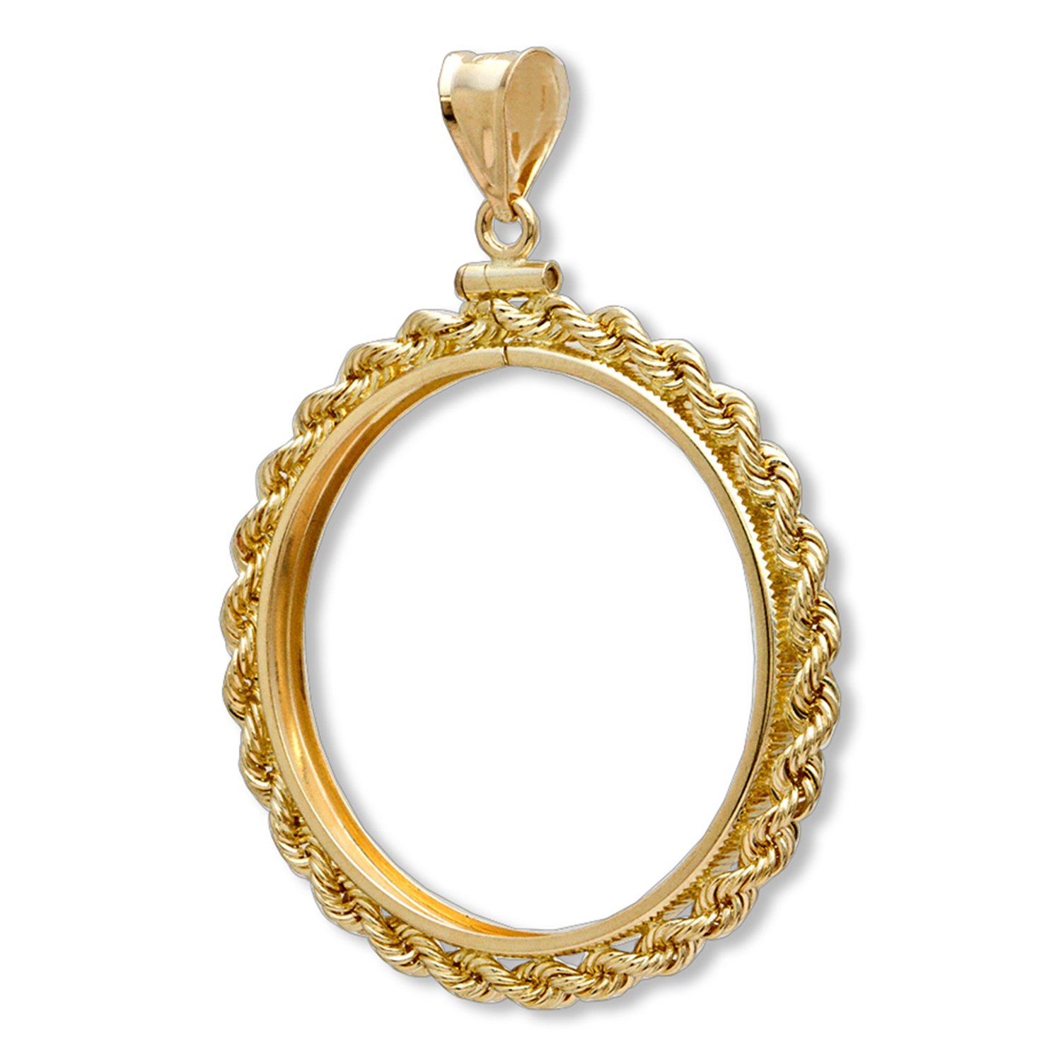 Buy 14K Gold Screw-Top Rope Polished Coin Bezel - 22 mm