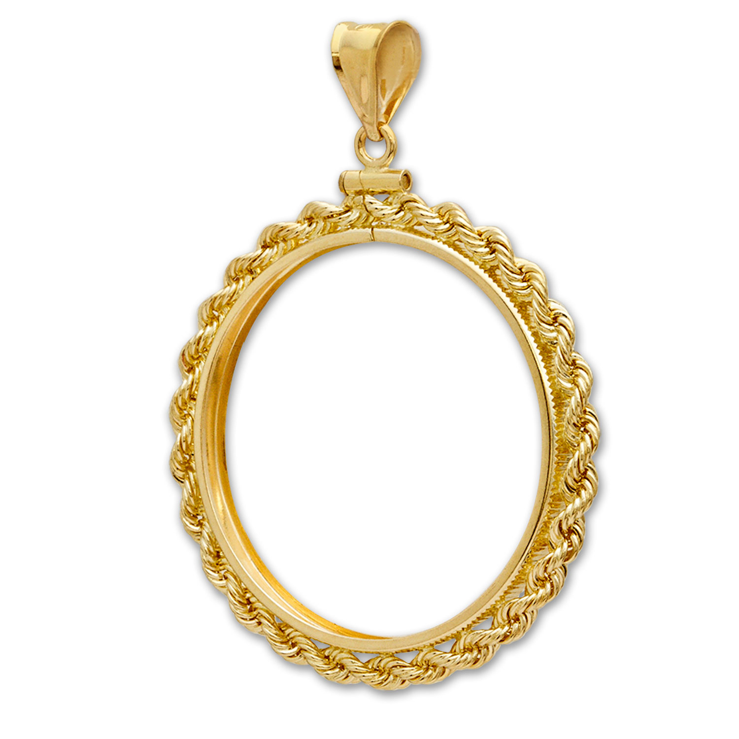 Buy 14K Gold Screw-Top Rope Polished Coin Bezel - 32.7 mm - Click Image to Close