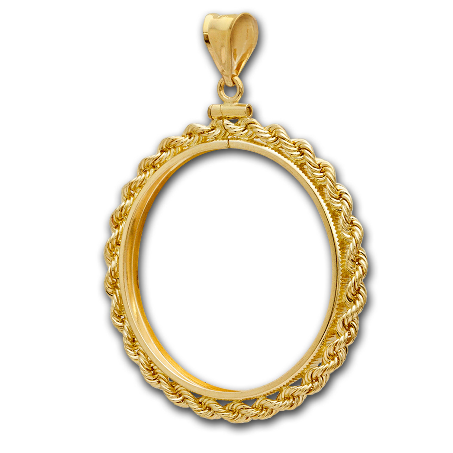 Buy 14K Gold Screw-Top Rope Polished Coin Bezel - 34.2 mm