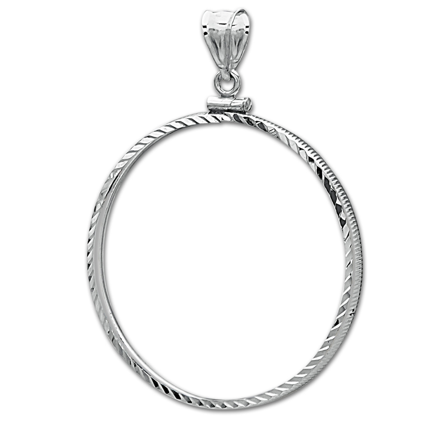 Buy Sterling Silver Screw Top Diamond Cut Coin Bezel - 39.4 mm - Click Image to Close